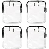 Clear Toiletry Bag 4 Pack By Borsali - TSA Approved Size Travel and Cosmetic Organizer - Quart Size for 3-1-1 Liquids & Other