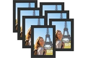 Giftgarden 5x7 Picture Frames Black 7 Pack Cadre Photo Frames Set for Wall or Tabletop Display
