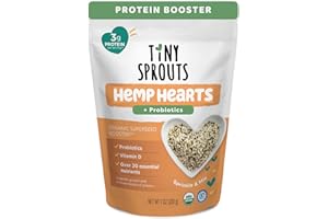 TINY SPROUTS ORGANIC SUPERSEED BOOSTERS Tiny Sprouts Organic Hemp Hearts + Full Serving Probiotic + Vitamin D3 | Superfood Protein Booster for Kids | Omega-3, Iron, Magnesium, Zinc | Brain & Immune Support | Gluten-Free Superseed Blend | 7 oz