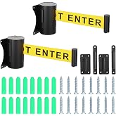 cobee 2 Pack Wall Mount Retractable Belt Barrier, " DO NOT Enter" Barriers | 16 Ft Crowd Control Barrier with Steel Case, Yellow Nylon Belt for Retail Office Home School