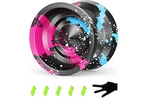 DIVMCEKNYY Yoyo Professional-Unresponsive Yoyo for Kids 8-12,Metal Yoyos for Adults,Tricks Yoyo with String and Glove - Pink and Blue