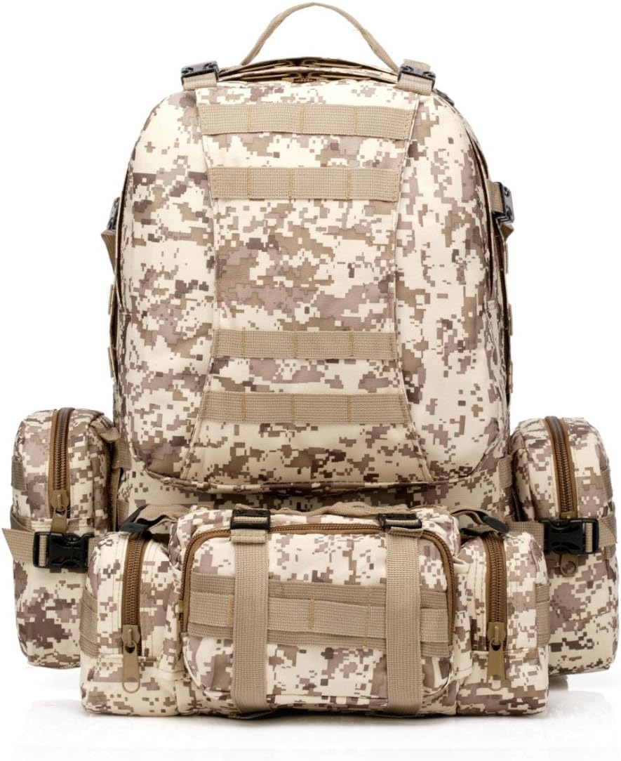 50L Molle Tactical Assault Outdoor Military Rucksacks Backpack Camping Bag Large - Desert Digital