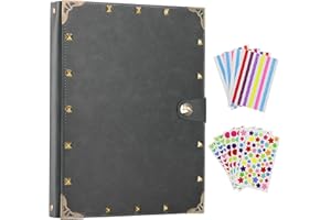 ZEEYUAN Leather Scrapbook 8.5x11 inch Photo Album 60 Pages, Vintage Scrap Book Travelling Journal Scrapbook Family Scrapbook