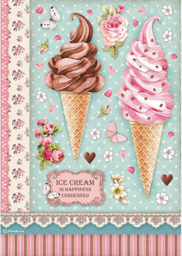 STAMPERIA INTL Stamperia-Rice Paper, Ice Cream, Sweety, A4