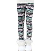 Rysly Girls Winter Thick Warm Long Pants Printing Fleece Lined Leggings