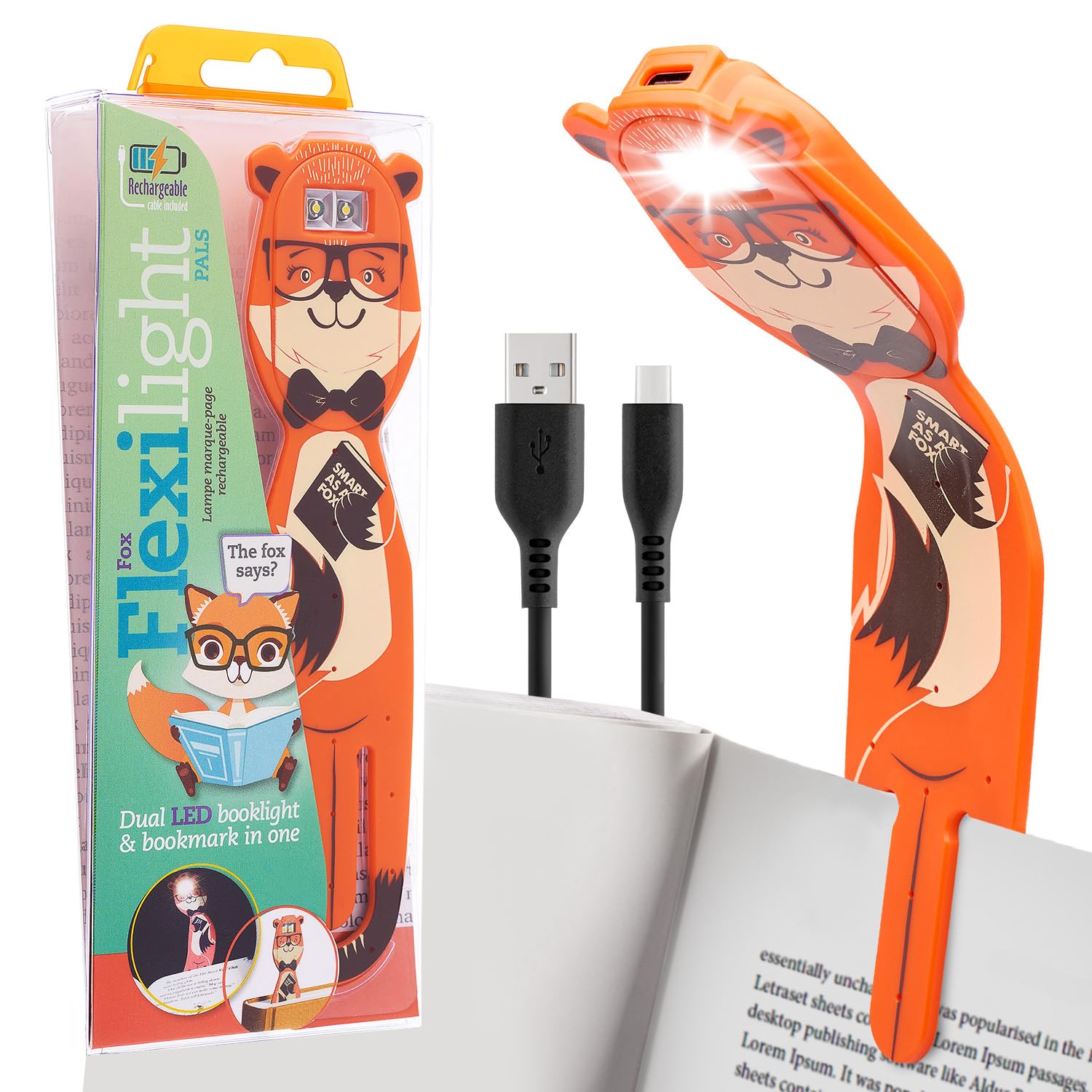 Flexilight Reachargeable Reading Light | 2 in 1 Bookmark Book Light | LED Clip On Reading Lamp | Children and Adult Book Torch | Book Accessories | Gift for Readers, Book Lovers.