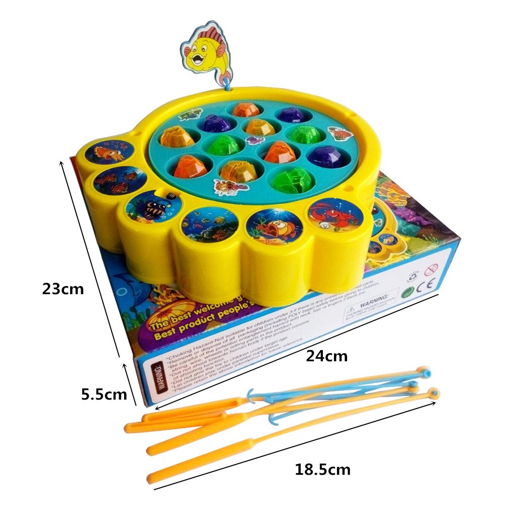 Musical Electronic Fishing Rod Board Game Diamond Shaped Play Set with Rotating Board Educational Learning Pretend Toy for Kids Children Boys Girls 3 4 5 Years Old