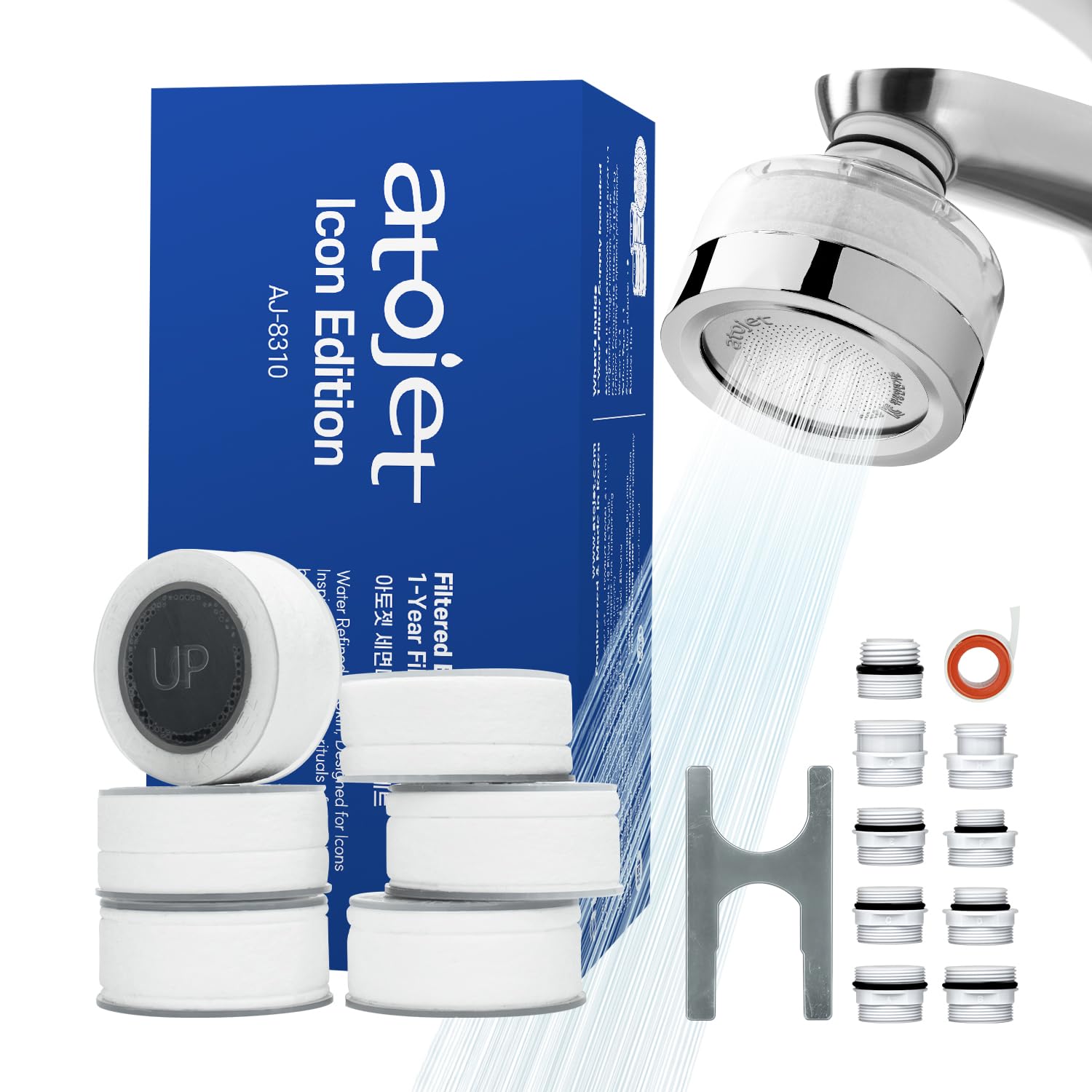 Photo 1 of Atojet Cleansing Washbasin Faucet Filter Inspired by Korea's Beauty Culture - Pure Carbon Filters for Bathroom & Kitchen Water (1 Year Supply) – Compatible with AJ8310C (AJ8310C-SET-1YR)