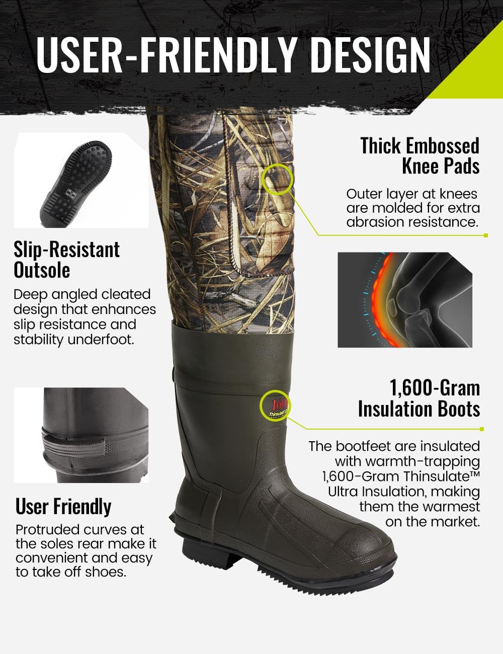 TIDEWE Hunting Wader, 5mm Neoprene Fleece-Lined