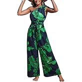 CUPSHE Women's Jumpsuits Sleeveless Floral One Shoulder Wide Leg Long Pants 2025 Trendy Travel Outfit Pocket