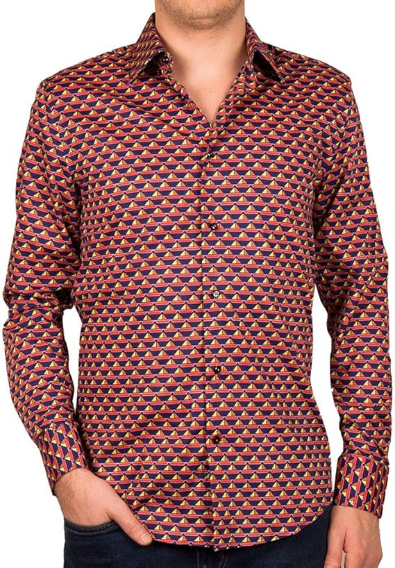 Amazon コトンドゥ Cotondoux メンズシャツ 長袖 ドレスシャツ 柄 パーティー 結婚式２次会 卒業式 おしゃれ M01ad1810origami 38s シャツ 通販