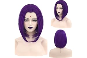 MUPUL Purple Short Wig Cosplay Short Bob Wig Purple Halloween Costume Wigs For Women