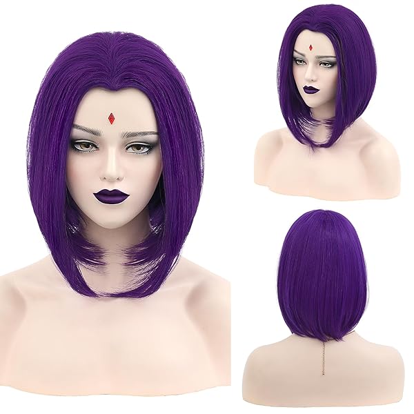 MUPUL PURPLE SHORT WIG COSPLAY SHORT BOB WIG PURPLE HALLOWEEN COSTUME WIGS FOR WOMEN
