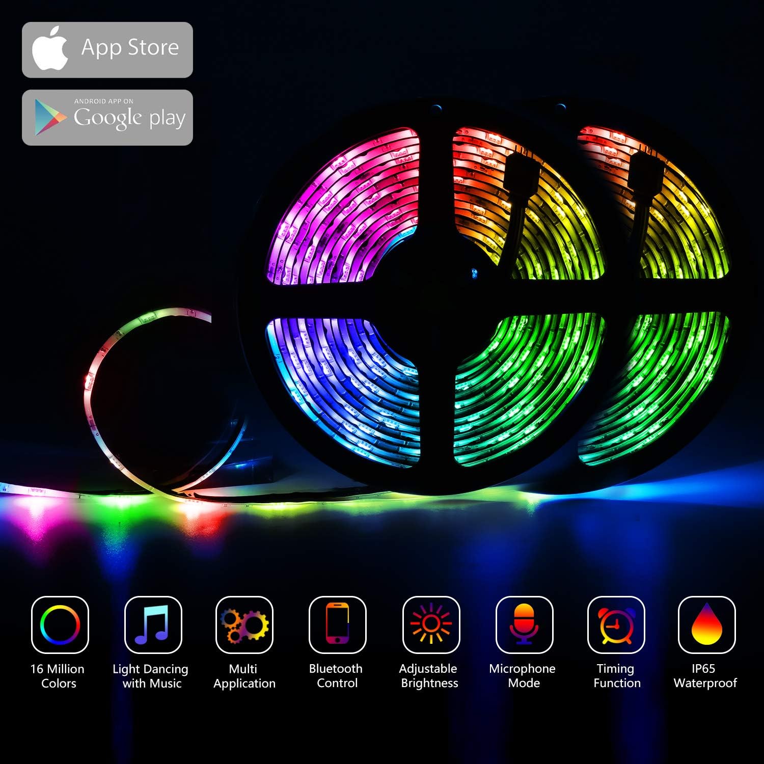 GUSODOR LED Strip Lights RGB Strips 32.8ft Tape Light 300