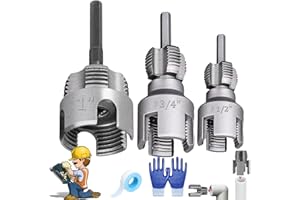4 in 1 Pipe Threader for Drill, PVC Pipe Threading Kit 1/2" 3/4" 1", Carbon Steel Tap Set, Electric Drill Water Pipe Threadin