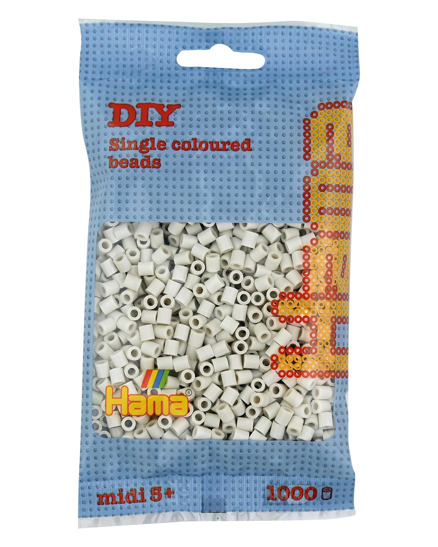 Hama Beads Bag | Approx. 1000 Midi Fuse Beads | Mosaic Decoration Arts & Craft for Creative Children Ages 5+ | Cloudy White