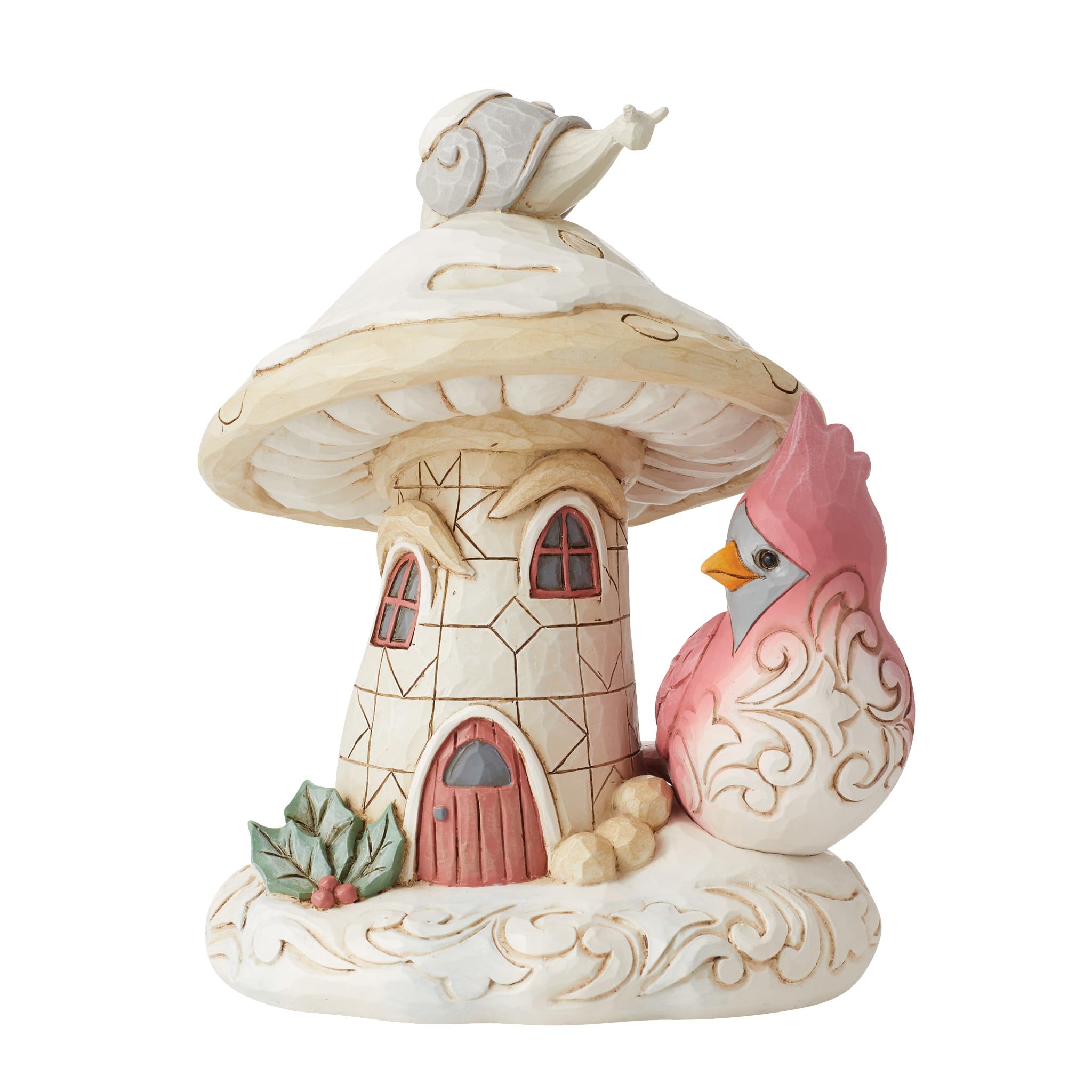 Enesco Jim Shore Mushroom House With Cardinal Figurine