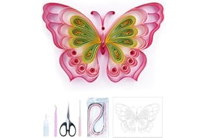 Uniquilling Quilling Paper Quilling Kit for Adults, 8 * 10-inch Pink Butterfly, Exquisite Handmade for Beginner DIY Craft Pai