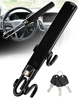 Tevlaphee Steering Wheel Lock Twin Bar with 3 Keys, High Visibility Black view 2