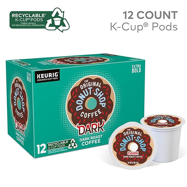 THE ORIGINAL DONUT SHOP DARK KEURIG SINGLE-SERVE K-CUP PODS, DARK ROAST COFFEE, 72 COUNT
