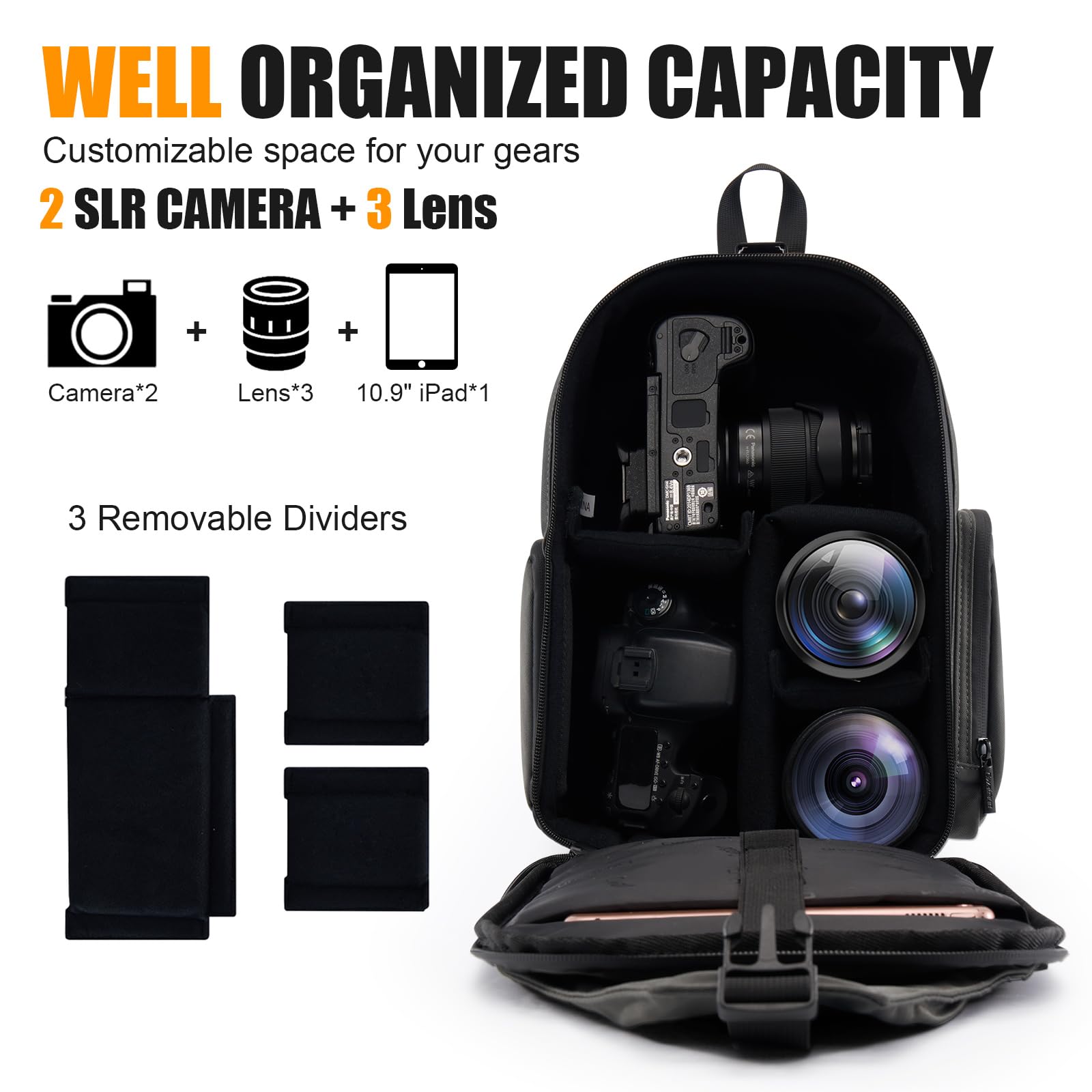 Cwatcun Camera Bag，SLR DSLR Canvas Sling Bag Small Compact Camera Shoulder Bag Crossbody Camera Case photography Purse with Padded Shoulder Strap for Canon Nikon Sony Fuji Mirrorless Cameras