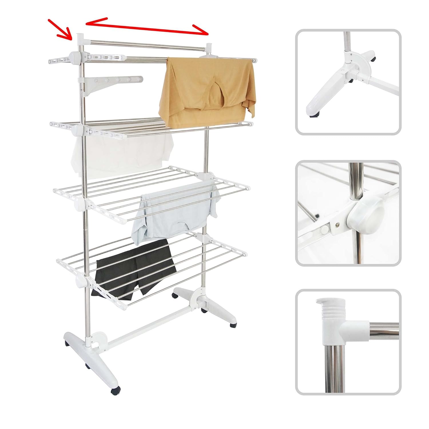 Laundry & Cleaning Todeco 4 Tier Clothes Airer Folding Stainless Steel