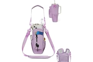Water Bottle Shoulder Bag, Insulated Bottle Carrier with Phone Pocket, Adjustable Crossbody Sling