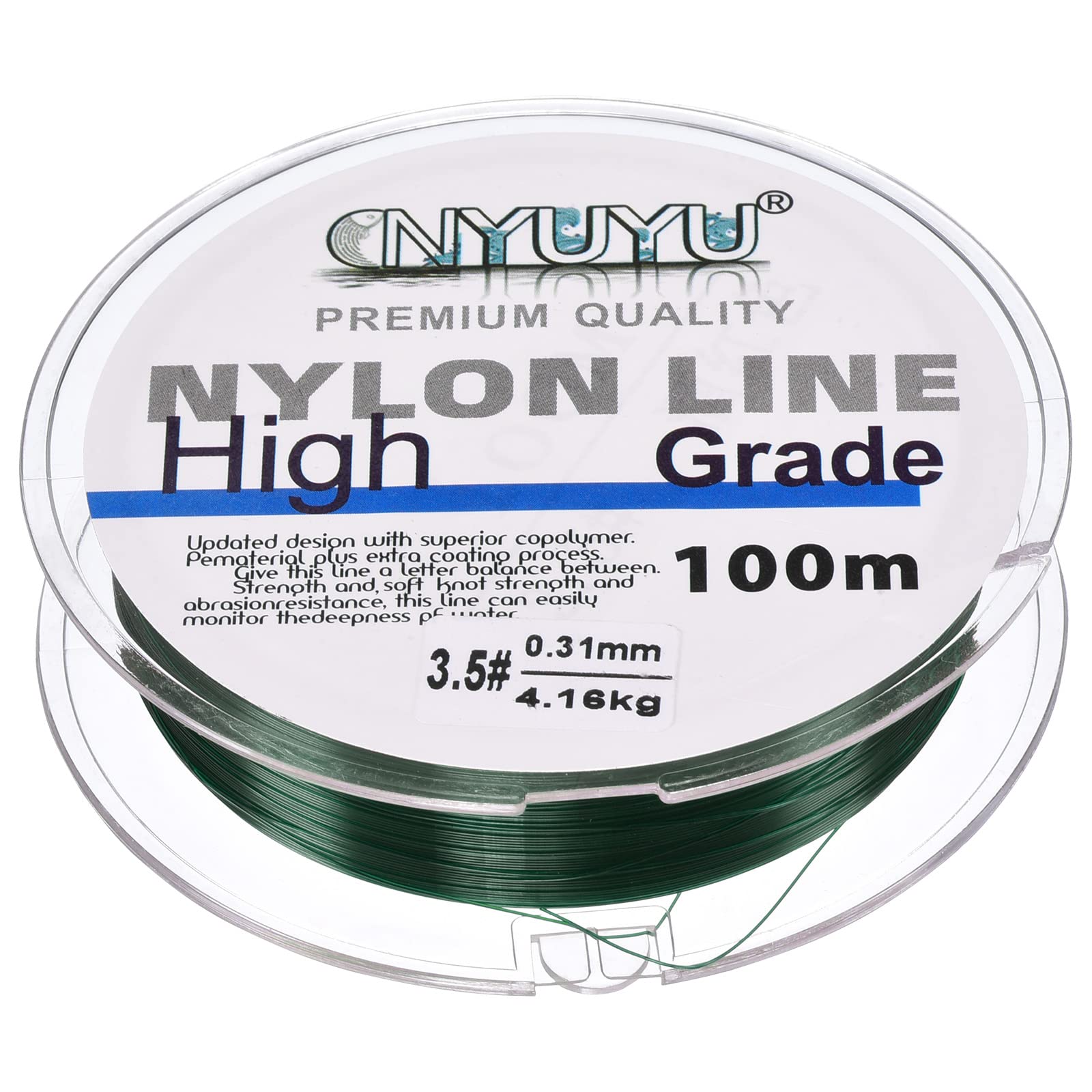 PATIKIL 109Yard/328FT Nylon Fishing Line, 10Lb Monofilament String Wire Fluorocarbon Coated for DIY Craft Hanging Decoration, Dark Green