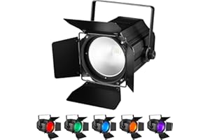 DJXFLI LED 200W COB Stage Lights with Barn Doors, RGBWA 6in1 COB Par Lights, DMX/Master-Slave DJ Lights Spotlight Fresnel Lights Warm & Cold White Par Lights for Church Concert Wedding