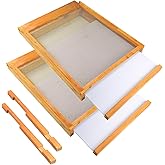 2Pcs Beehive Screened Bottom Board 10 Frame Langstroth Bee Hive Screened Bottom Board Dipped in 100% Beeswax with Entrance Reducer, Screen Bottom Board with Solid Wood for 10 Frame Beehive
