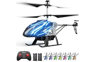 DEERC DE23 Remote Control Helicopter, RC Helicopters with 7 Colors Light, 2 Modular Battery for 24 Min Play, Altitude Hold, One Key take Off/Landing, 2.4GHz Aircraft Indoor Flying Toy for Boys Girls