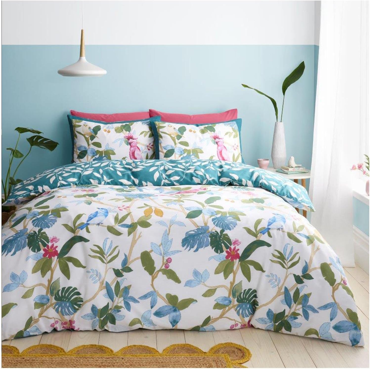 GC GAVENO CAVAILIA Polycotton Duvet Cover Bedding Double Bed Set - Floral Quilt Cover (200x200 cm) - Breathable Reversible Bedding & Linen - Washable