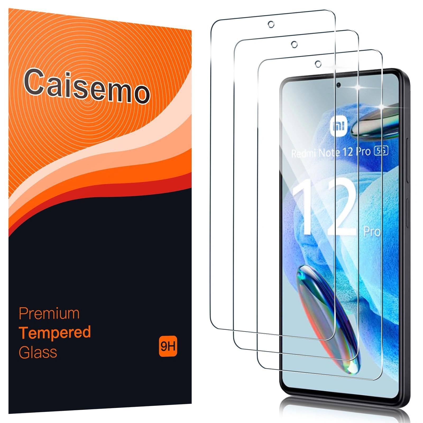 Caisemo 3 Pack For Xiaomi Redmi Note 12 Pro 5G, Note 12 Pro Plus + 5G (Not for Redmi Note 12 Pro 4G) Tempered Glass Screen Protector,9H, Anti Scartch,Soft Touch