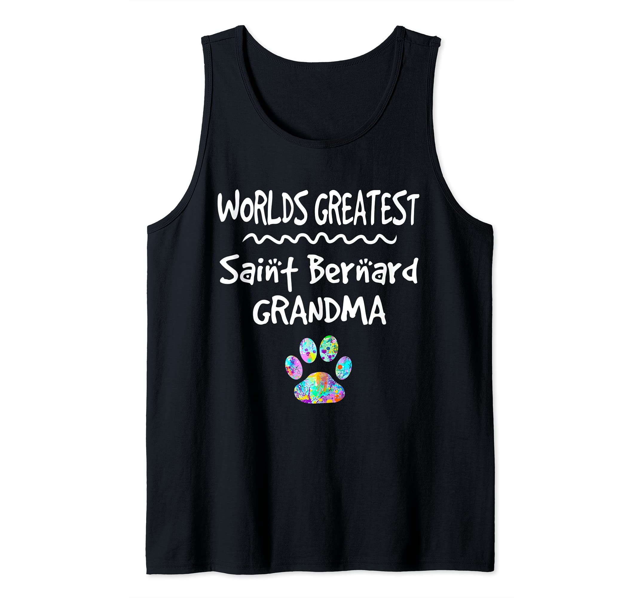 Worlds Greatest Saint Bernard Grandma Cute Dog Paw Print Pet Tank Top