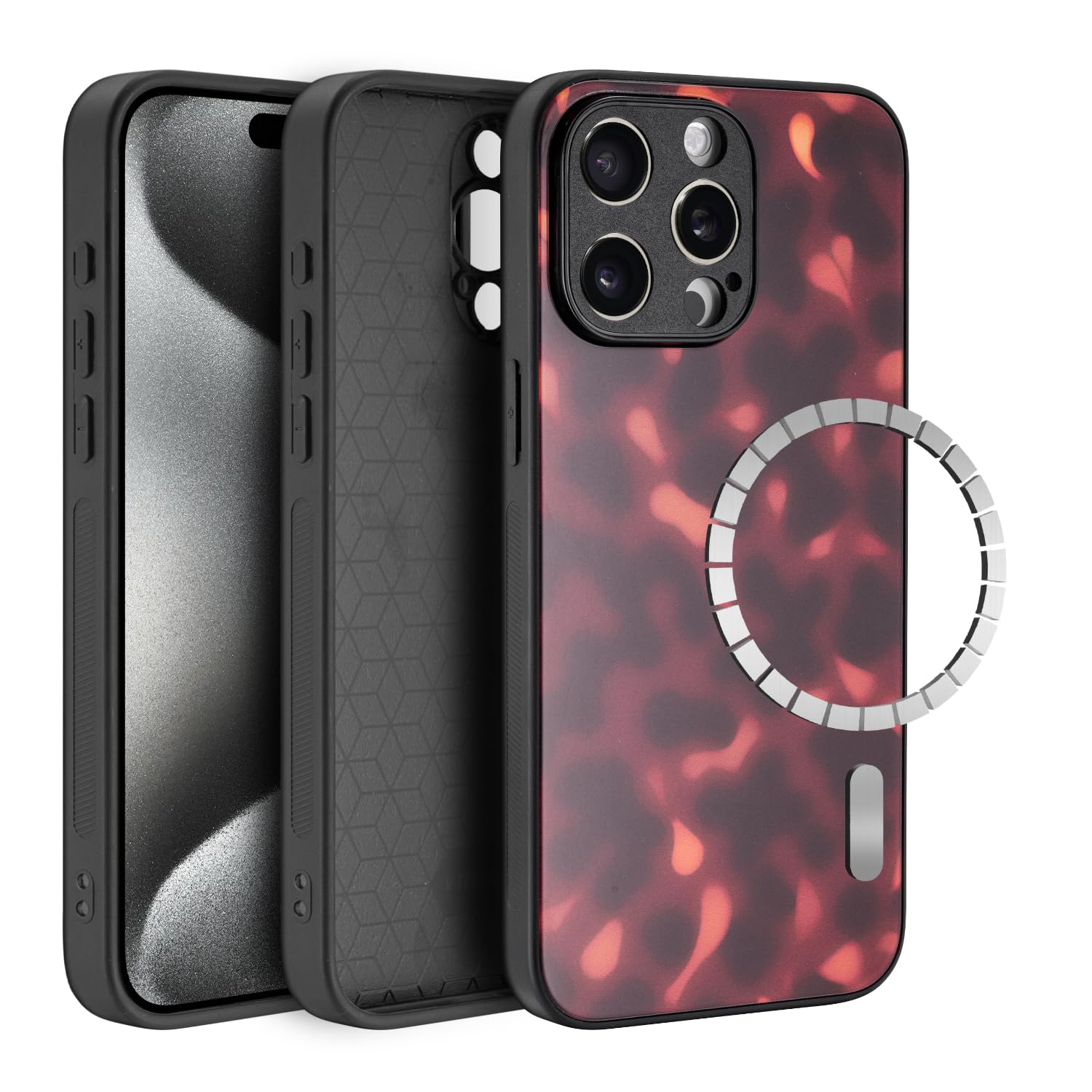 Aijohnny Tortoiseshell Phone Case for iPhone 15 Pro Max,[Full Camera Protection],[Compatible with Magsafe], TPU Protective Shockproof Phone Cover, Lightweight Slim Case for Women