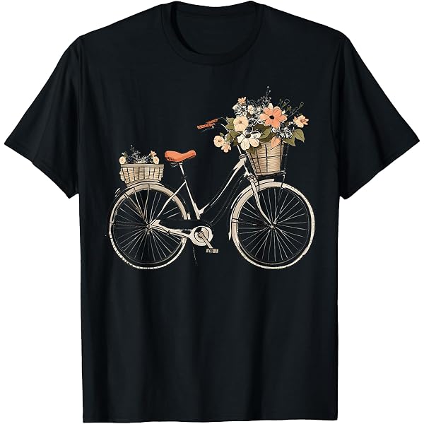 T-shirt Femme Motif Fleurs Et Vélo - Cadeau Idéal Pour Les Amatrices De Cyclisme, Coupe Classique Unisexe - 4