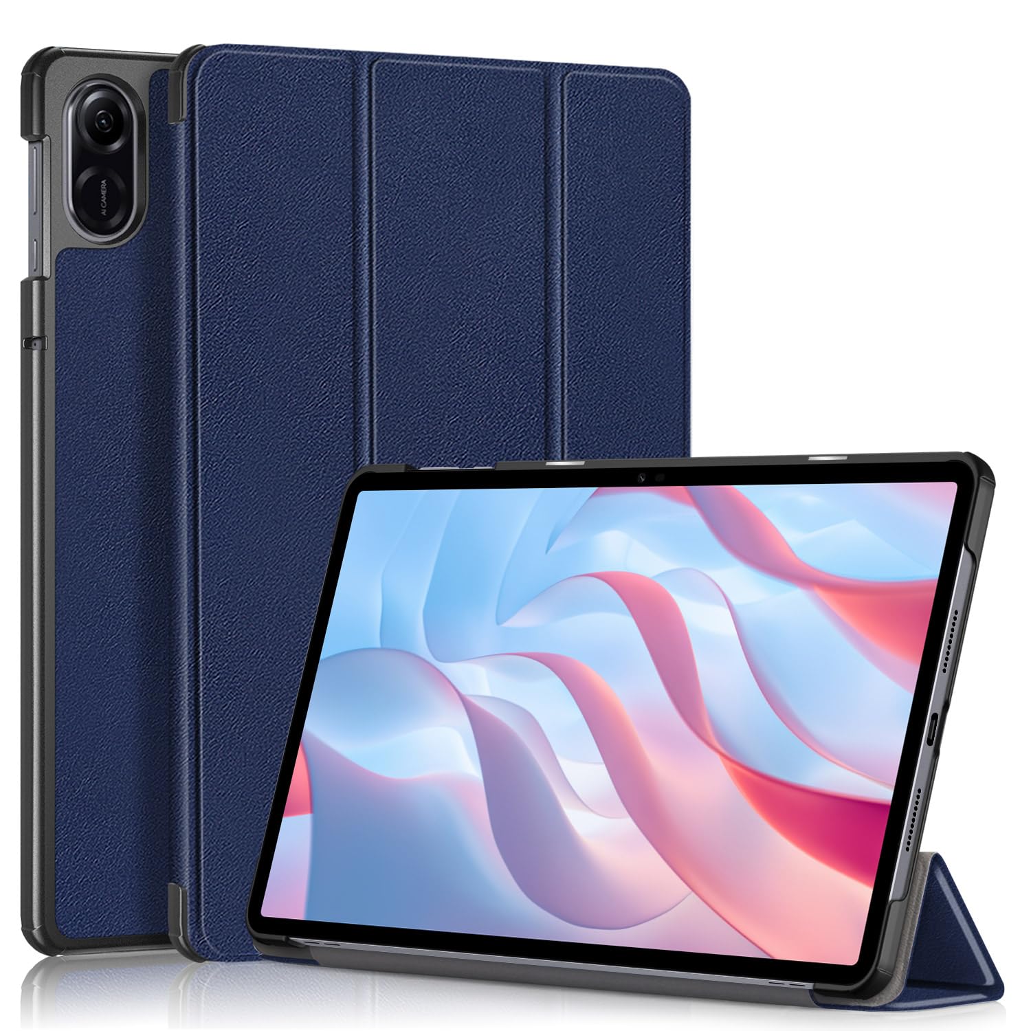 DINGGUAGUA Case for Honor Pad X9 11.5 inch 2023 Slim Lightweight Protective for Honor Pad X8 Pro Tablet Three Folding Hard Back Shell Stand Cover,Dark Blue