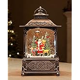 Christmas Snow Globes Light up Snowglobes Christmas Lantern with 8 Songs, 10.43" Christmas Snow Globes for kids adults, 6H Timer & Dual Power, Lighted Christmas Decorations Indoor, Gifts for Women Men