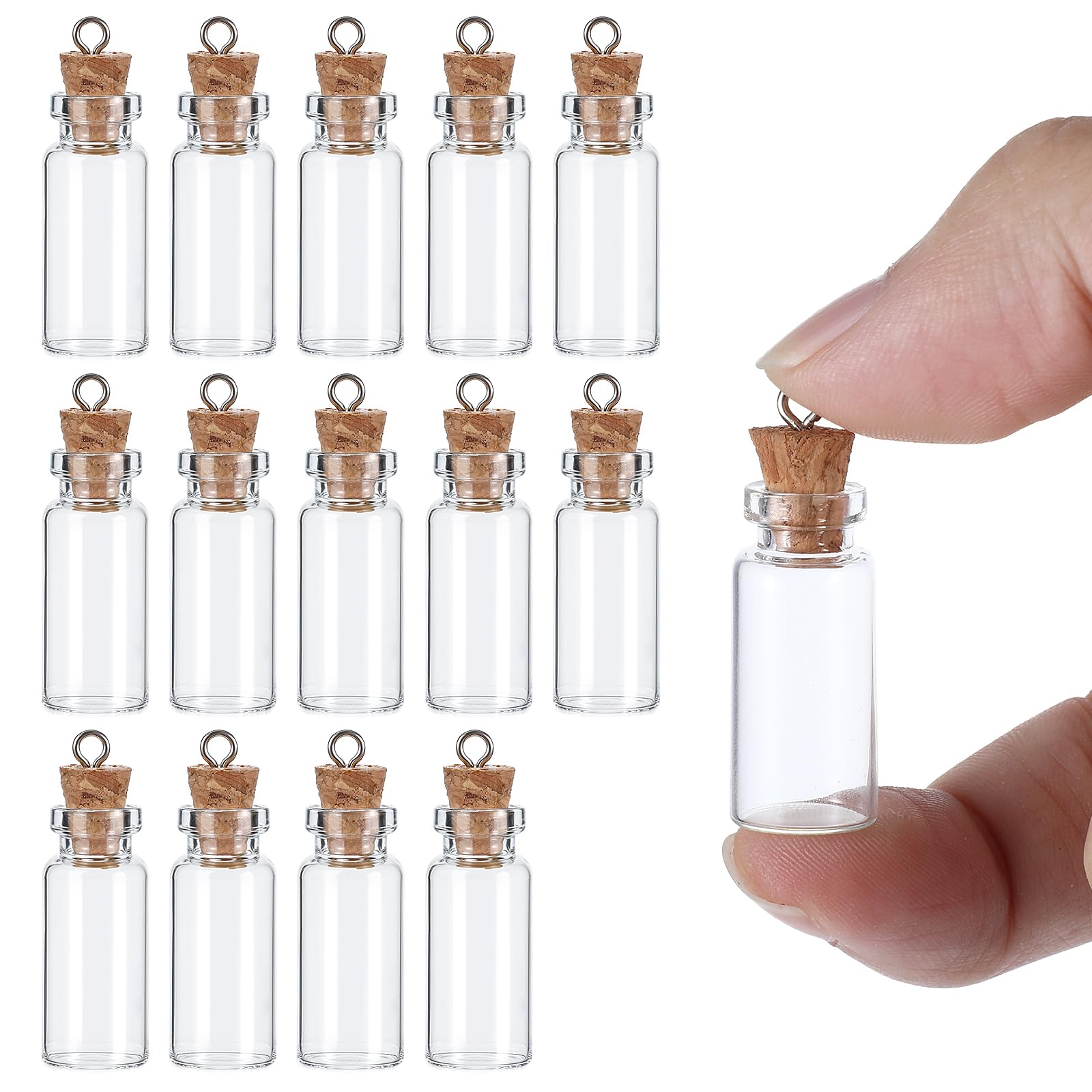 Photo 1 of 15 Pcs Small Glass Bottles with Cork, 2ml Tiny Glass Jars with Lids Empty Mini Glass Bottles Spell Jars Wishing Bottles Message Glass Bottles for DIY Crafts Wedding Halloween Chrismas Decoration