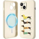 Idocolors Case for iPhone 16 Pro Max 6.9", Cute Seasons Dachshund Phone Case, Compatible with MagSafe, Silky-Soft Touch Liquid Silicone Phone Cover with Camera Lens Full Protection