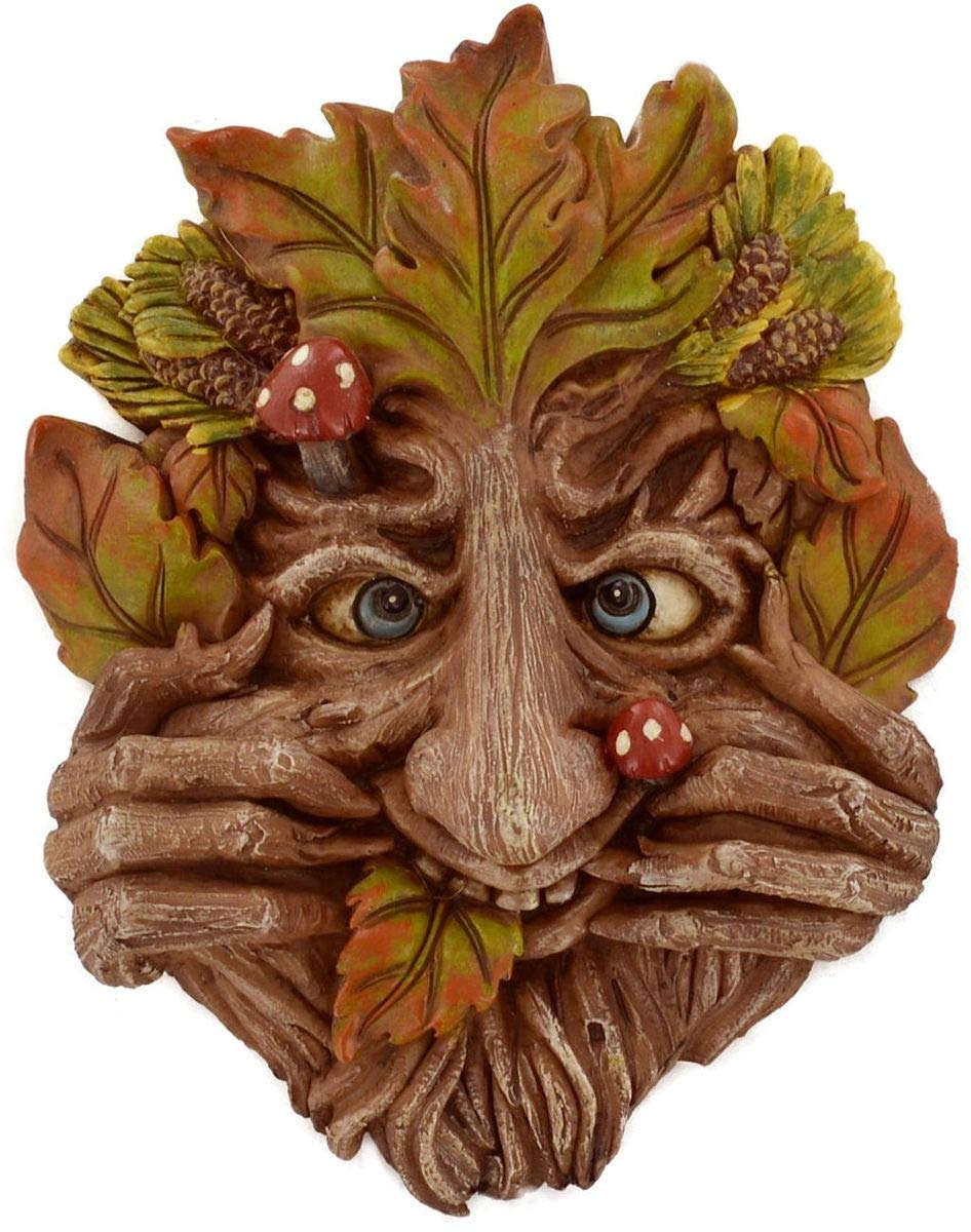 Fiesta Studios Cheeky Mouth Treant Face Wall Plaque Garden Greenman Decorative Gift Decor. 17cm