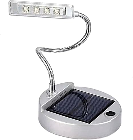 Amazon Com Precision Works Ultra Bright 4 Led Rechargeable Solar Desk Lamp Use As A Reading Light Nightstand Garage Outdoors Camping Rv Attic Etc Silver Home Improvement