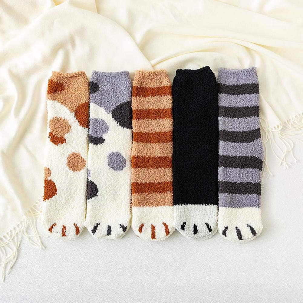 Oshidede Chaussettes Molletonnees En Corail Coussin Antiderapant En Griffe De Chat Garder Au Chaud Les Chaussettes Epaissies Chaussettes Et Porte Chaussettes