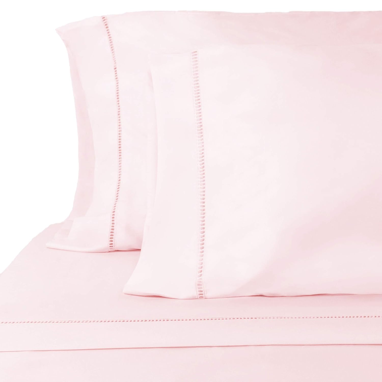 ViscoSoft Grace Premium Microfiber Pink Sheet Set Twin - 15" Deep Pockets - Embellished Lacing - 3-Piece Set