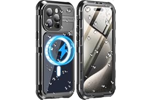 WIFORT for iPhone 15 Pro Case Waterproof - Metal 360 Full Body [Built-in Screen Protector][IP68 Water Proof][14FT Military Shockproof] [Compatible with MagSafe], Phone Protection Cover, 6.1" Black