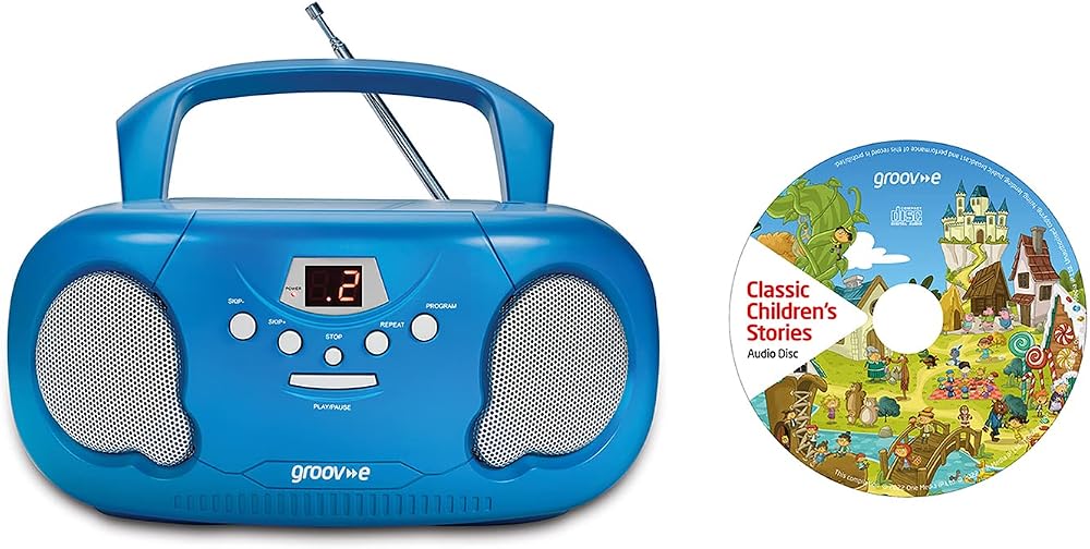 groov e Original Boombox Portable CD Player Radio Bluetooth Aux Blue
