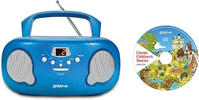 groov e Original Boombox Portable CD Player Radio Bluetooth Aux Blue