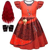 Aotekids Princess Costume Dress for Girls Halloween Cosplay Outfits with Wig and Gloves4-10Y