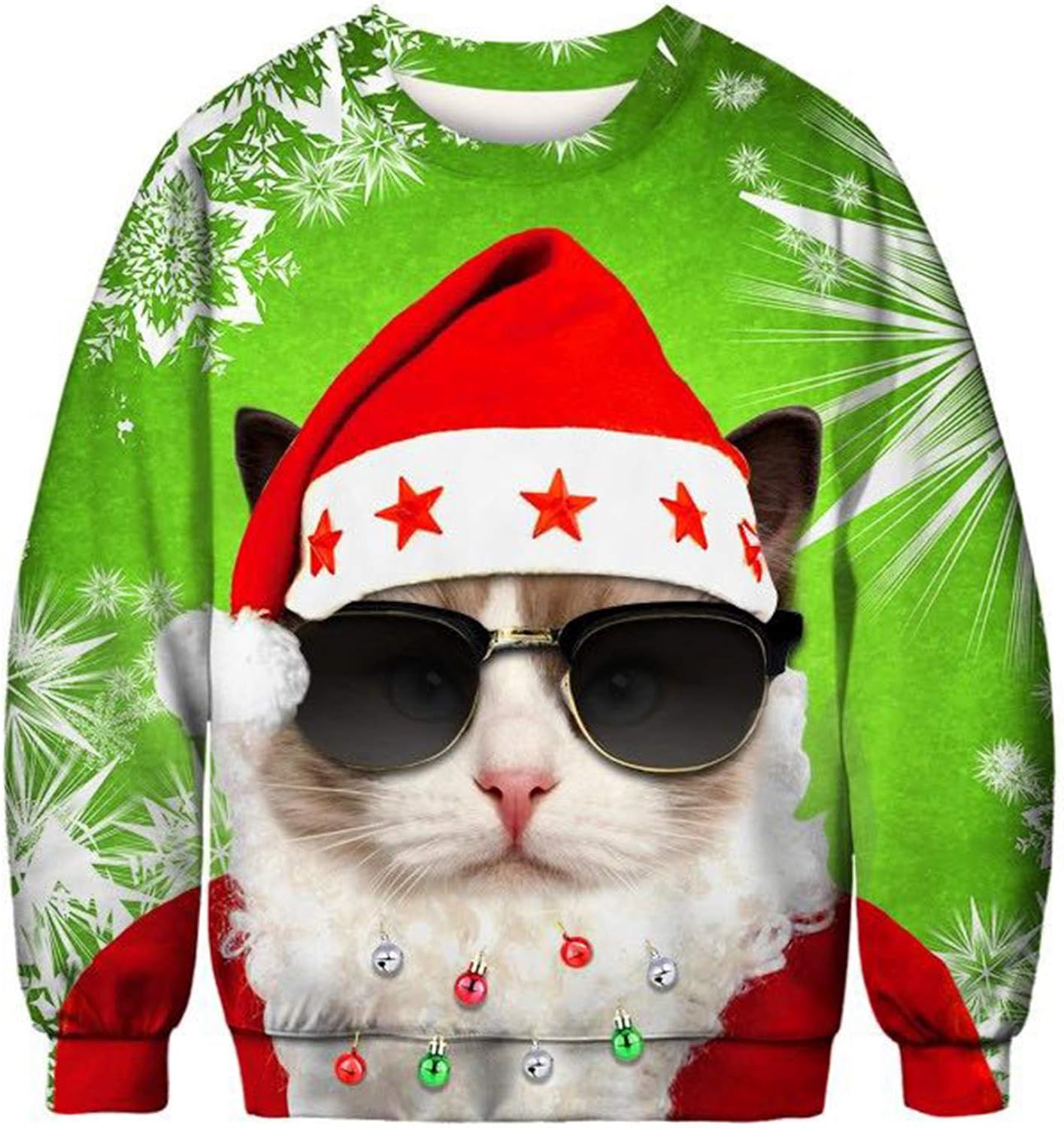 Unisex Funny Christmas Sweatshirt Sweater Novelty 3D Printed Men Women Funny Xmas Plus Size Party Sweater Pullover …: Clothing
