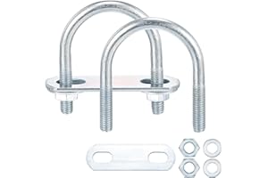 METALLIXITY U Bolts 4 Sets (1/4"(M6) x1.33"x2"), Round U Bolt Kits Carbon Steel with Accessories - for Construction, Pipe, Tr